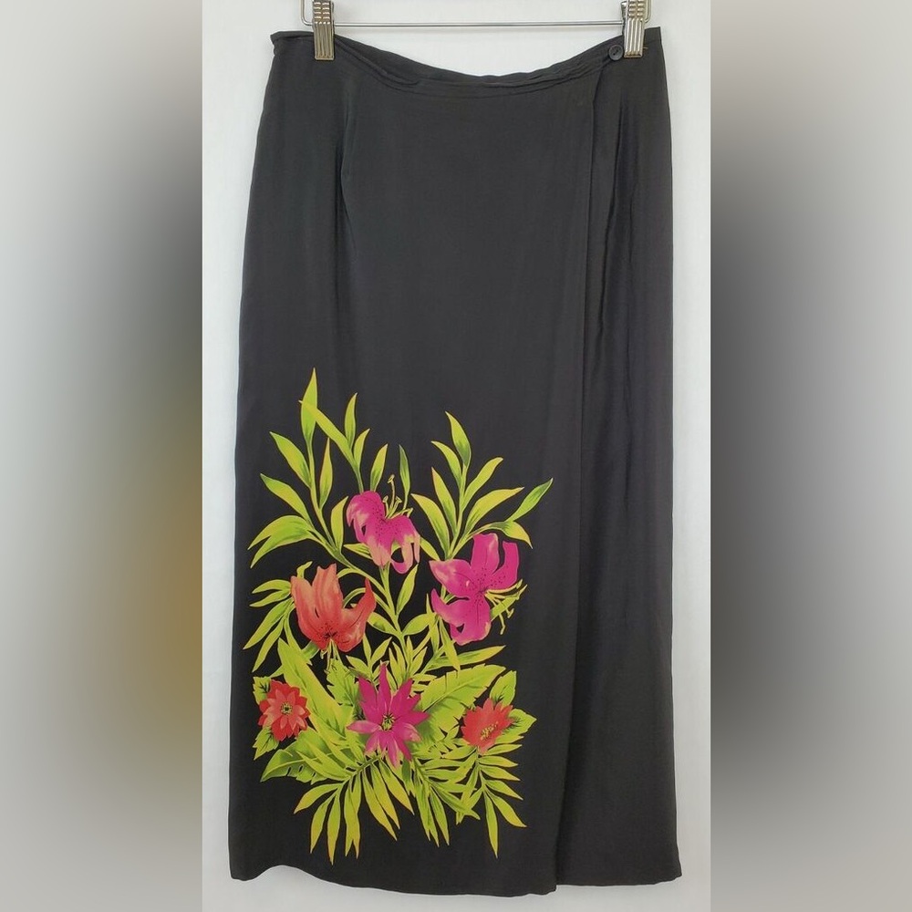 Nygard Collection Petites Vintage Silk Floral Faux Wrap Pencil Skirt